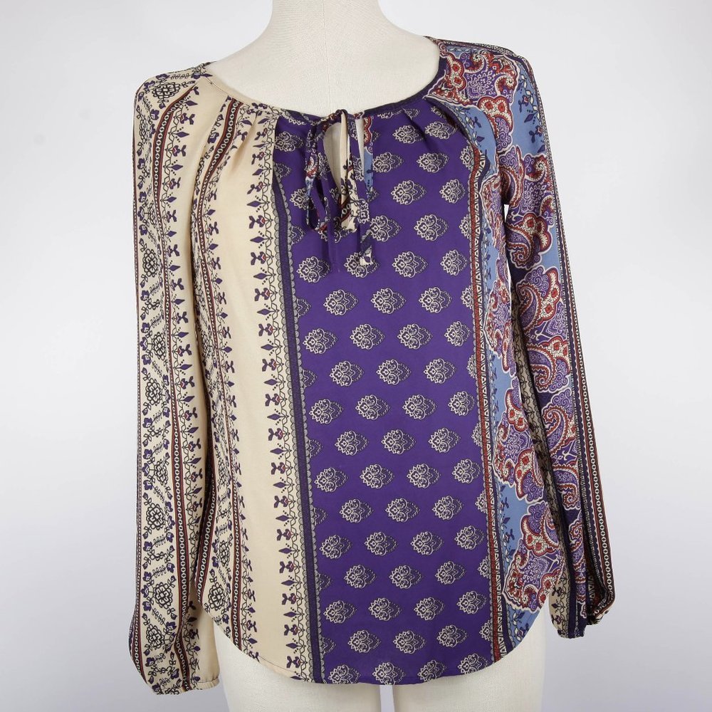 Stoosh boho paisley peasant long sleeve blouse XS